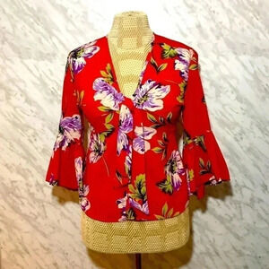 5 for $25 | Topshop Blouse Floral  Red Size 2